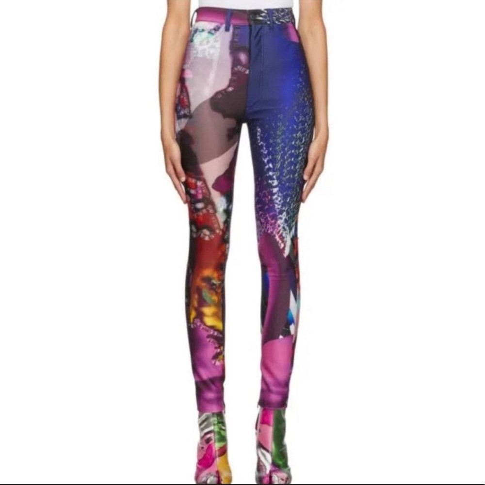 Maison Margiela Multicolor flamingo skinny neoprene pants size 40 IT